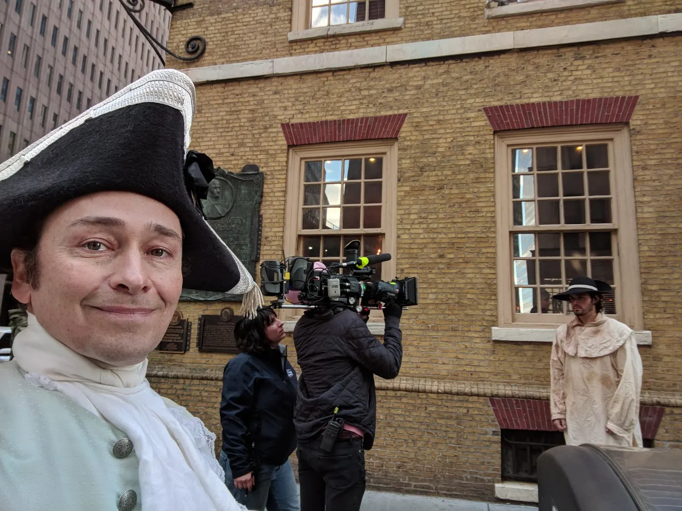 Scott MacScott on a film set in Alexander Hamilton costume